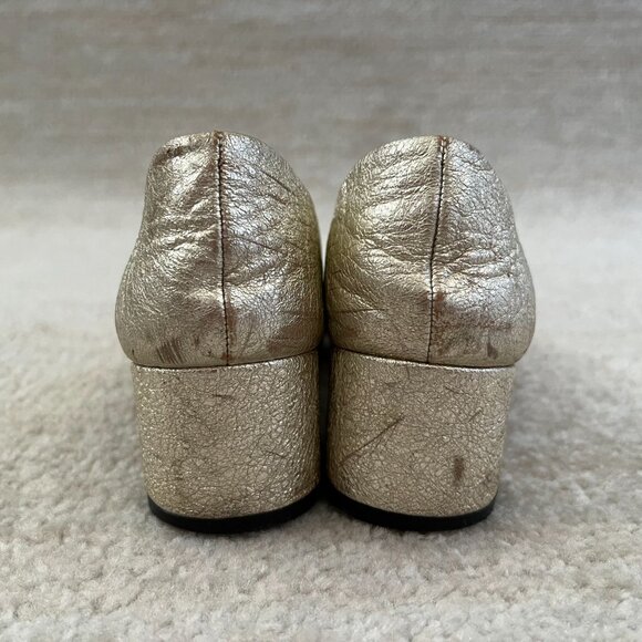 COCLICO Gold Chunky Heels Shoes 36 - Picture 4 of 10